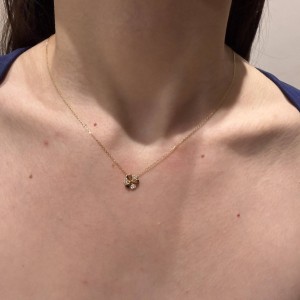 14K gold necklace with flower pendant and zircon stones