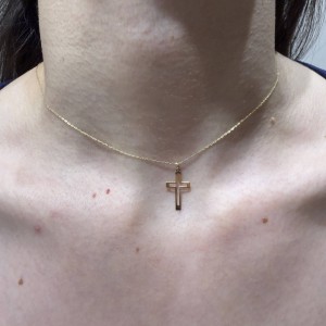 Χρυσό κολιέ Κ14 με minimal σταυρουδάκι