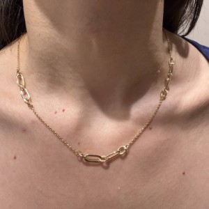 14K gold necklace with chain and bold link elements