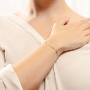 14K Gold ID Bracelet with Zircon | TopGold