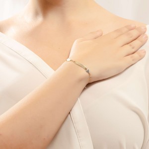 14K two-tone baby ID bracelet with heart motif and eye charm