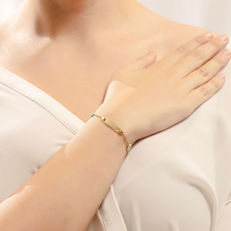 Χρυσή παιδική ταυτότητα Κ14 με μοτίφ σταυρό και ματάκι