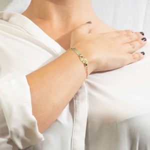 14K gold ID bracelet with Christ head motif