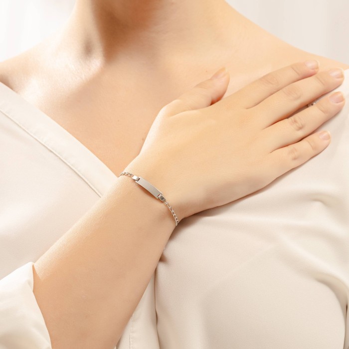 14K white gold ID bracelet with engraving plate