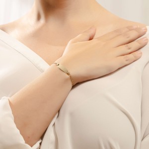 14K gold ID bracelet with engraving plate