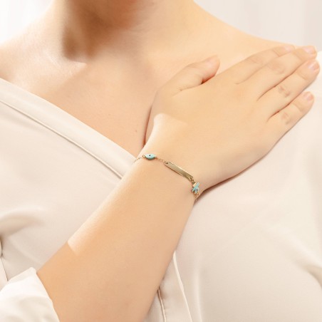 Χρυσή παιδική ταυτότητα Κ14 με ματάκι και μοτίφ παιδάκι