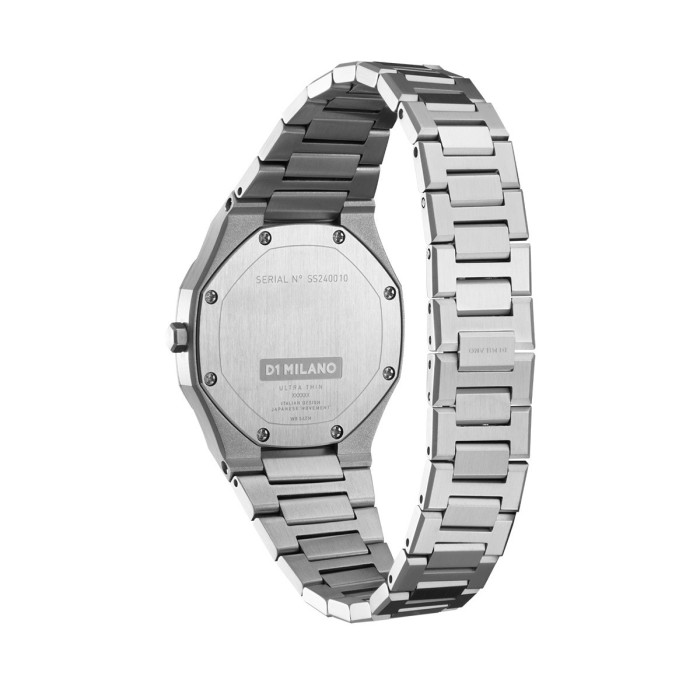 D1 Milano ultrathin watch with silver dial and stainless steel bracelet