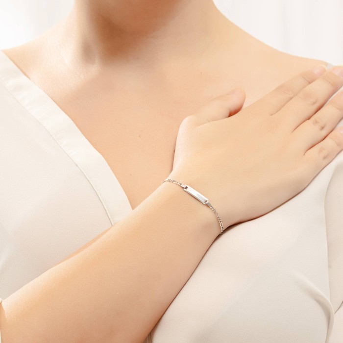 14K white gold ID bracelet with engraving plate