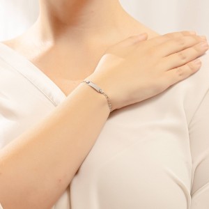 14K white gold ID bracelet with engraving plate