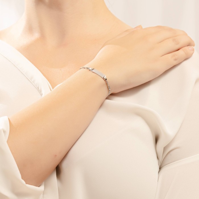 14K white gold ID bracelet with engraving plate