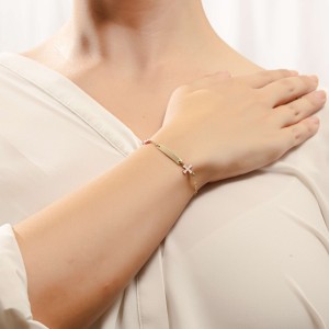 Χρυσή παιδική ταυτότητα Κ14 με σταυρό και ματάκι