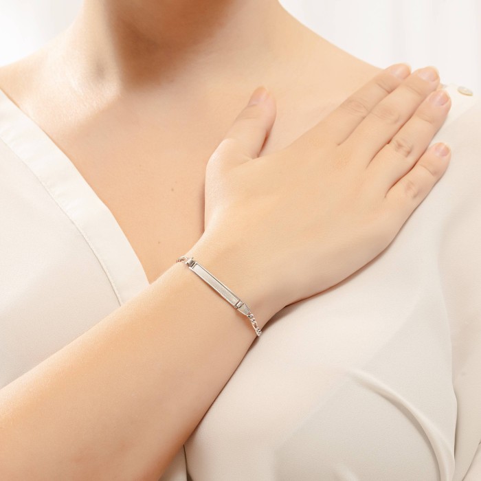 14K white gold ID bracelet with engraving plate