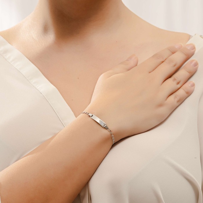 14K white gold ID bracelet with engraving plate