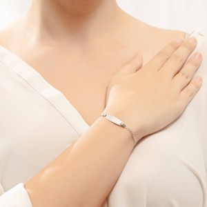 14K white gold ID bracelet with engraving plate