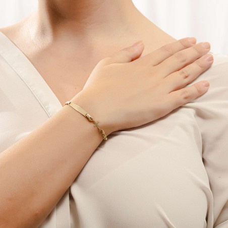 14K gold ID bracelet with cross motif