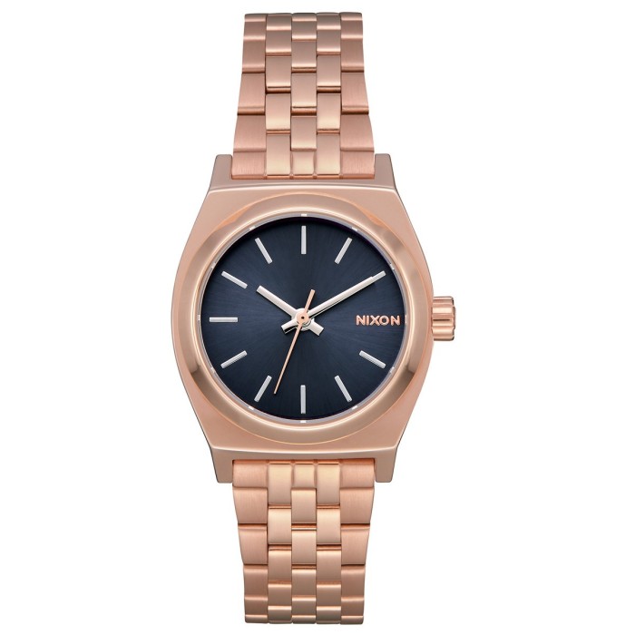 Nixon watch with rose gold bracelet and dark dial