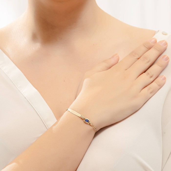 Χρυσή ταυτότητα Κ14 με μπλε πέτρα