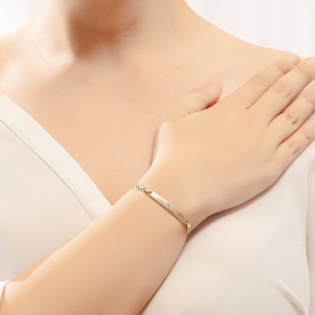 14K gold ID bracelet with blue stones