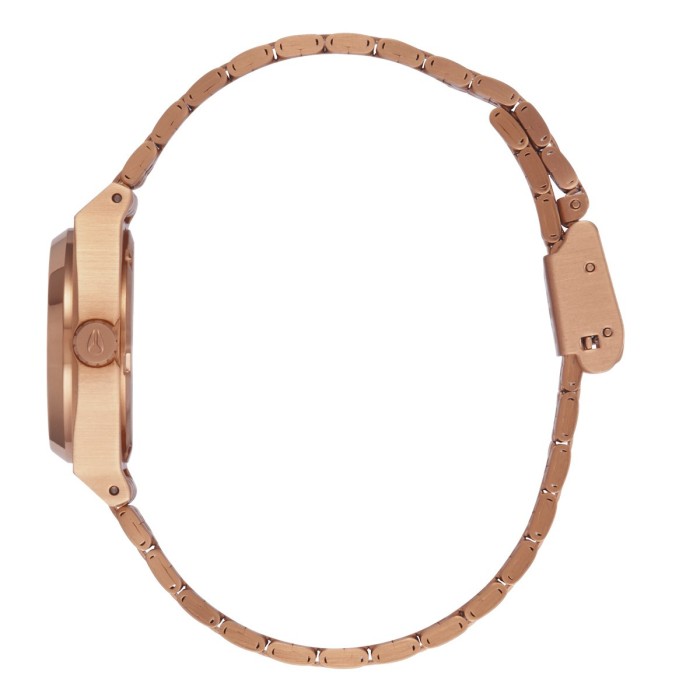Nixon watch with rose gold bracelet and dark dial