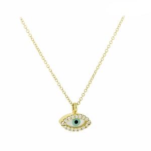 14K Evil Eye Necklace Oval
