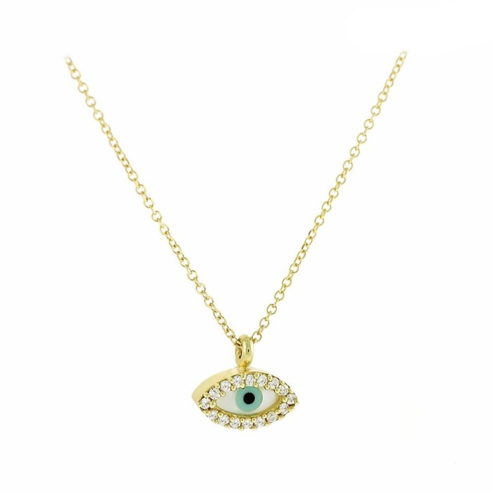 14K Evil Eye Necklace Oval