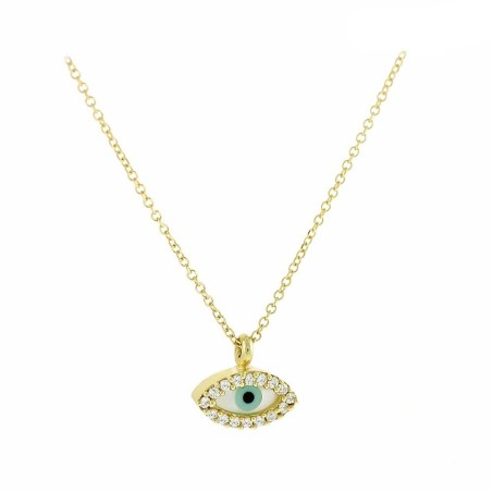 14K Evil Eye Necklace Oval