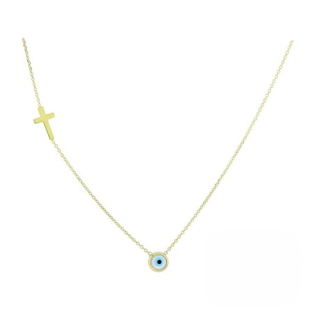 14K Evil Eye Cross Necklace