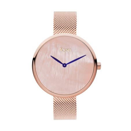 Ρολόι JCou με ροζ χρυσή κάσα, φίλντισι καντράν και mesh μπρασελέ