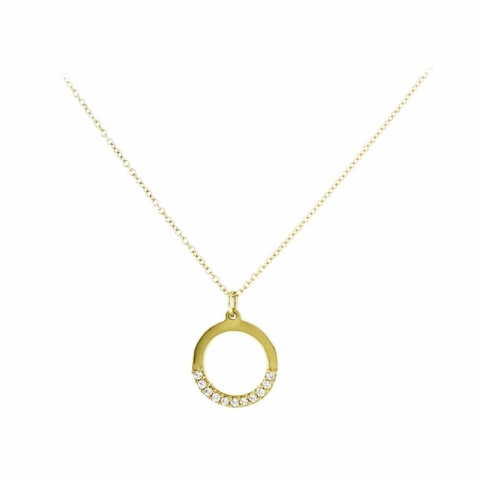 14K Zircon Circle Necklace