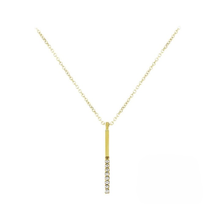 14K Vertical Bar Zircon Necklace