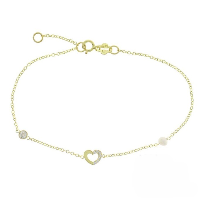 14K Heart Zircon Bracelet