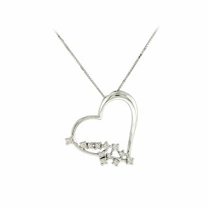 18K White Gold Heart-Shaped Necklace with Diamonds