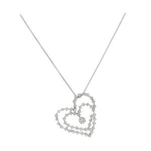 18K White Gold Heart-Shaped Necklace with Diamonds
