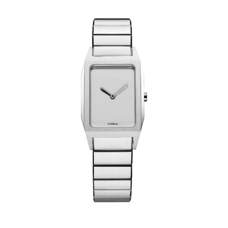 D1 Milano rectangular watch with silver dial and stainless steel bracelet