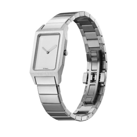 D1 Milano rectangular watch with silver dial and stainless steel bracelet