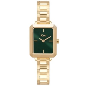 JCou watch with green dial and gold metal bracelet