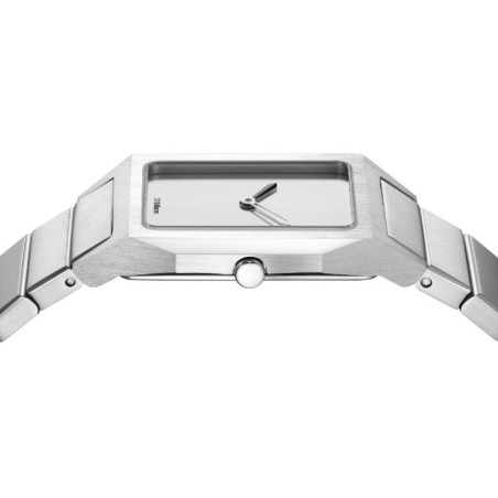 D1 Milano rectangular watch with silver dial and stainless steel bracelet