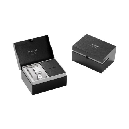 D1 Milano rectangular watch with silver dial and stainless steel bracelet