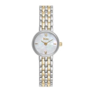 JCou watch with mother-of-pearl dial and two-tone metal bracelet