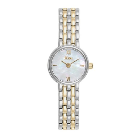 JCou watch with mother-of-pearl dial and two-tone metal bracelet