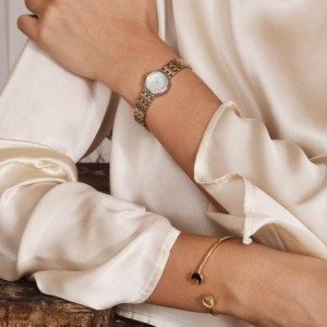 JCou watch with mother-of-pearl dial and two-tone metal bracelet