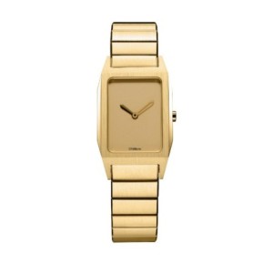 D1 Milano rectangular watch with gold tone dial and stainless steel bracelet