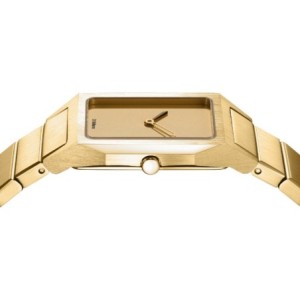 D1 Milano rectangular watch with gold tone dial and stainless steel bracelet