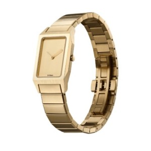 D1 Milano rectangular watch with gold tone dial and stainless steel bracelet