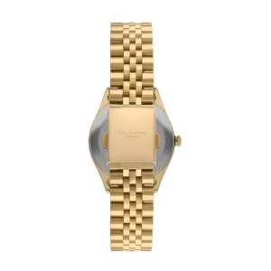 Gold tone women’s watch with crystal bezel and silver dial