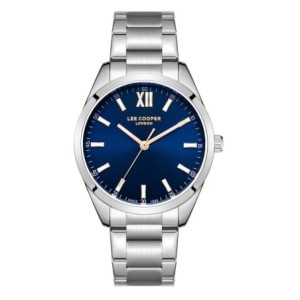 Men’s stainless steel watch with blue dial and silver bracelet