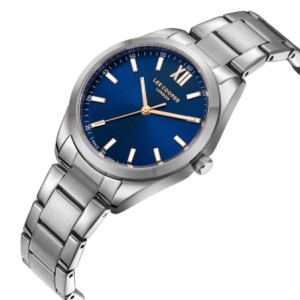 Men’s stainless steel watch with blue dial and silver bracelet