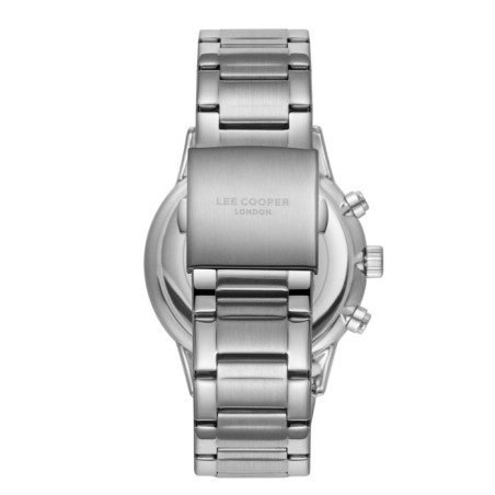 Lee Cooper chronograph watch with black dial and metal bracelet