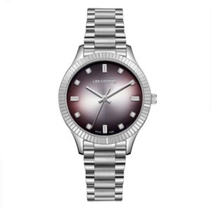 Lee Cooper silver watch with gradient dial, crystal hour markers and metal bracelet