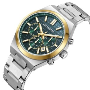 Ρολόι multifunction Lee Cooper με πράσινο καντράν με υφή και δίχρωμο μεταλλικό μπρασελέ
